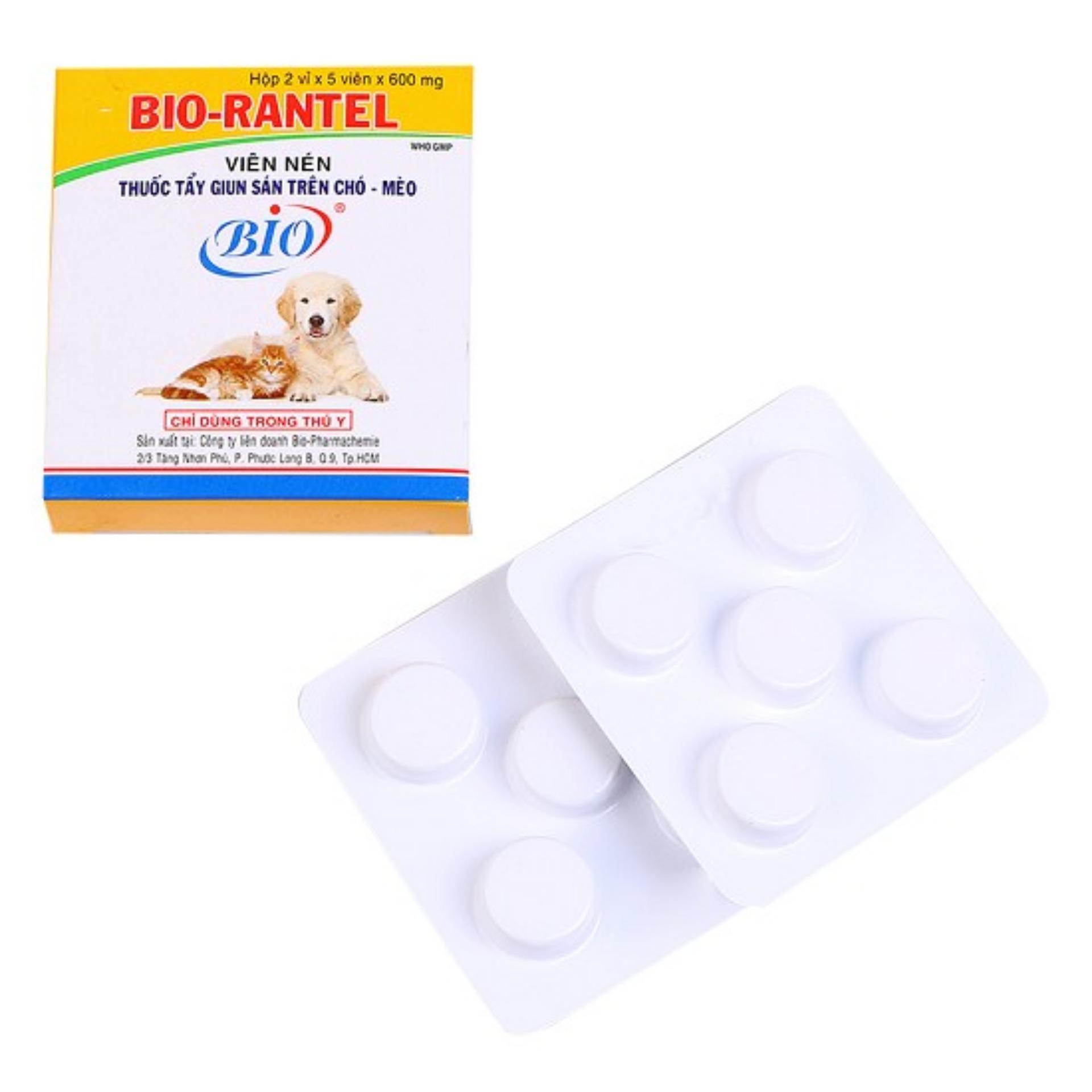 Thuốc Tẩy Giun Xổ Giun Sán Cho Chó Mèo Bio - Rantel 1 Hộp 10 Viên