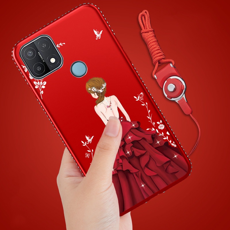ỐP ĐÍNH ĐÁ OPPO A15/A15S HÌNH CÔ GÁI CAO CẤP ( Tặng Kèm Dây Đeo)