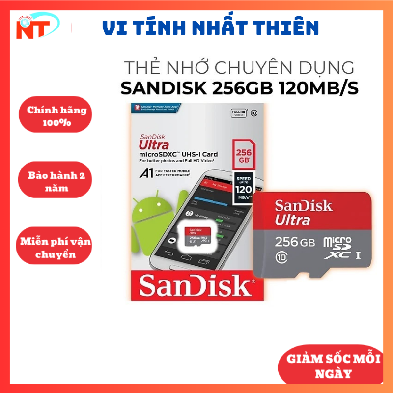 Thẻ nhớ sandisk ultra 128g/64g/32g uhs-i - 100mb/s, thẻ nhớ camera, thẻ nhớ điện thoại - hàng chính hãng