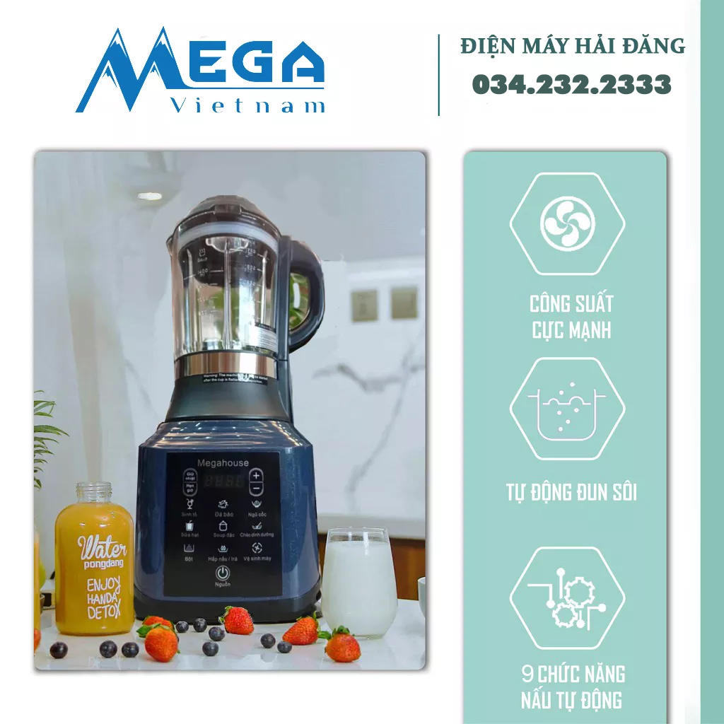 [HÀNG VIỆT NAM - TẶNG VOUCHER GIẢM 50K PHÍ SHIP] Máy làm sữa hạt Megahouse - Máy say sinh tố - Máy say hạt - Máy nấu sữa hạt - Máy làm đá bào, Máy nấu sữa hạt đa năng, Máy làm sữa hạt