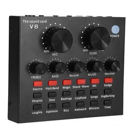 Bộ Sound Card Thu âm V8 bluetooth có AutoTune Chất Lượng Cao