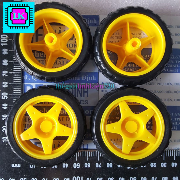Bánh xe robot màu vàng 66mm