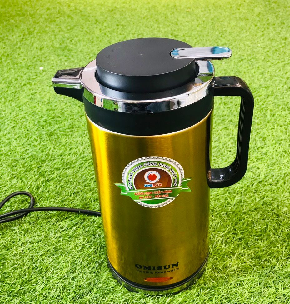 Ấm siêu tốc 2 lớp giữ nhiệt omisun , bình đun siêu tốc inix cao cấp chính hãng công nghệ nhật bản