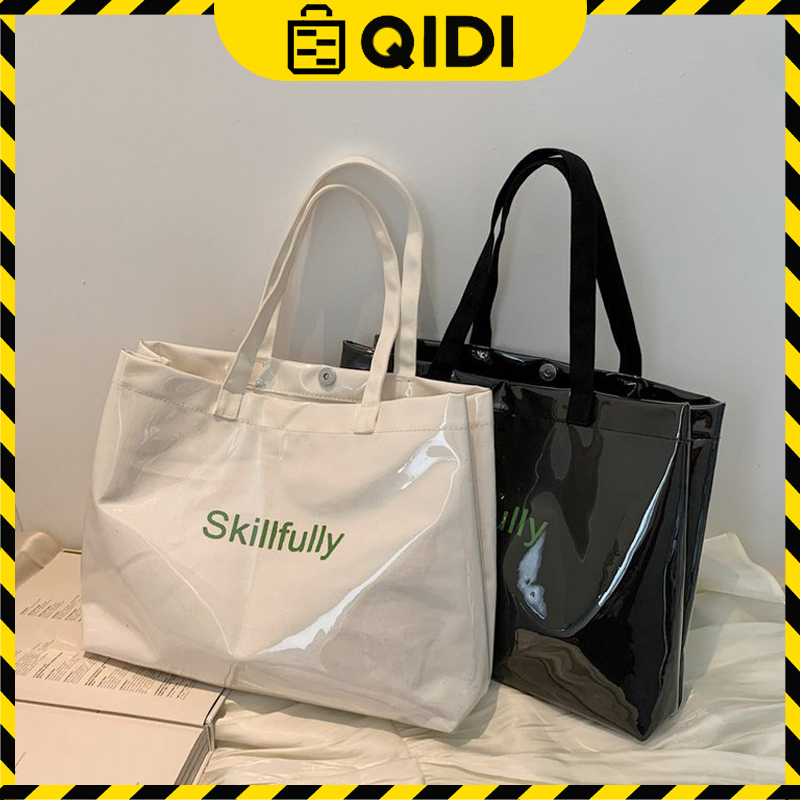 Túi tote, túi vải skillfully cỡ lớn bọc pvc trong suốt chống thấm nước qidi tote