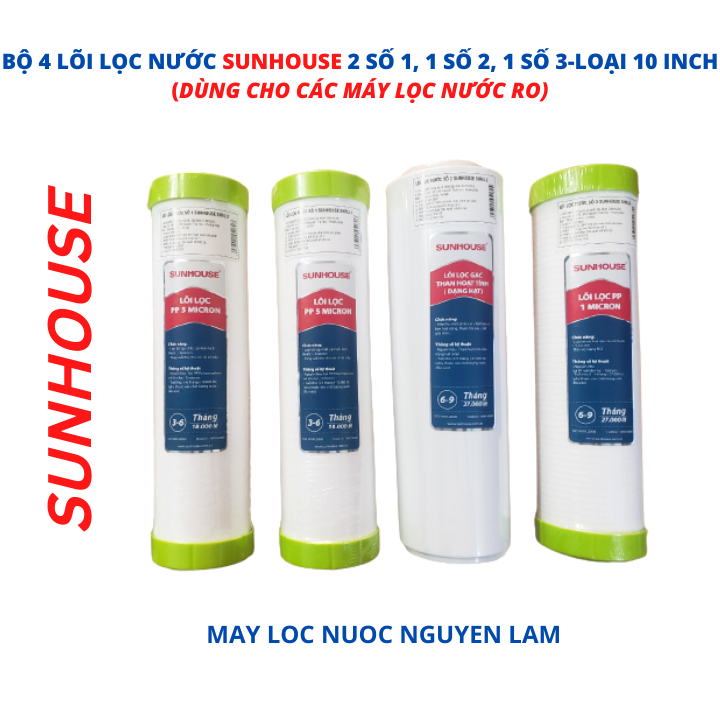 Bộ 4 lõi lọc nước sunhouse - loại 10 inch