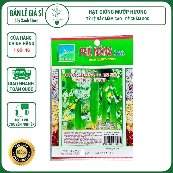 Hạt Giống Mướp Hương F1 - Phú Nông Seeds | Cây Xanh Store Phân Phối Hạt Giống Rau Củ quả, Xơ Dừa Nén, Mùn Dừa Nén, Phân Bón Hữu Cơ Trồng Rau Sạch, Hoa Hồng, Hoa Mai, Cây Cảnh