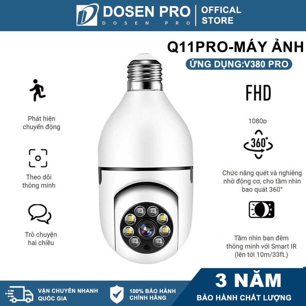 Máy ảnh Nội thất Camera WIFI Q11 3MP (1080P) - Xoay 360 Thông Minh + Đàm Thoại 2 Chiều + Quay Theo Chuyển Động - Camera Giám Sát WIFI Không Dây