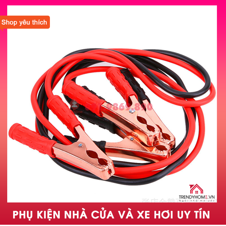 Dây câu bình ắc quy ô tô lõi đồng - 500A, kích điện ắc quy cứu hộ ô tô 1mét 6 ( 1 bộ 2 day)