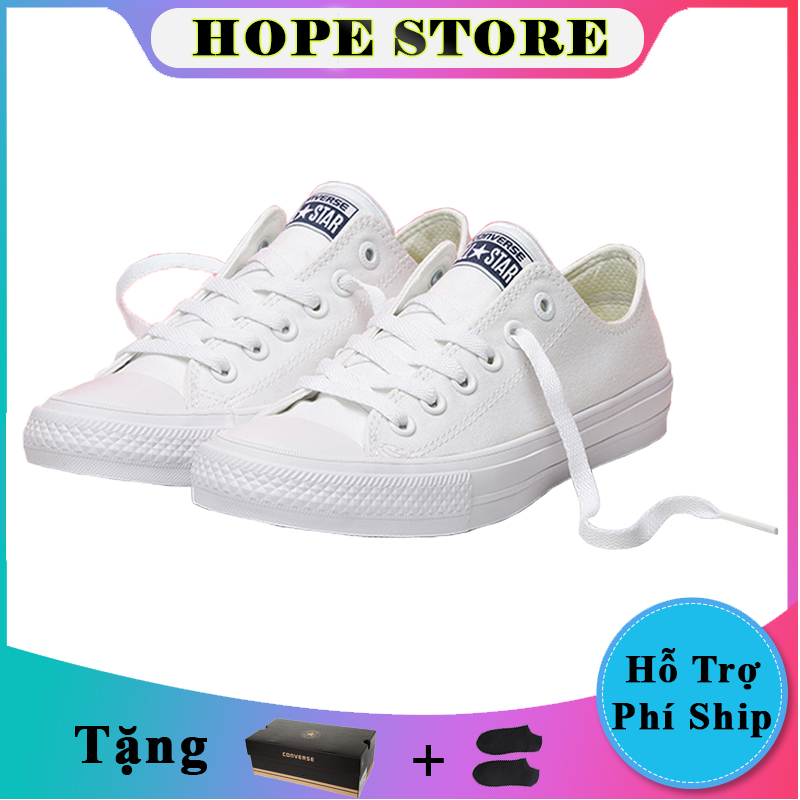 [ Tặng box + vớ ] Giày thể thao thời trang nam, nữ Converse Chuck 2 cổ thấp màu trắng