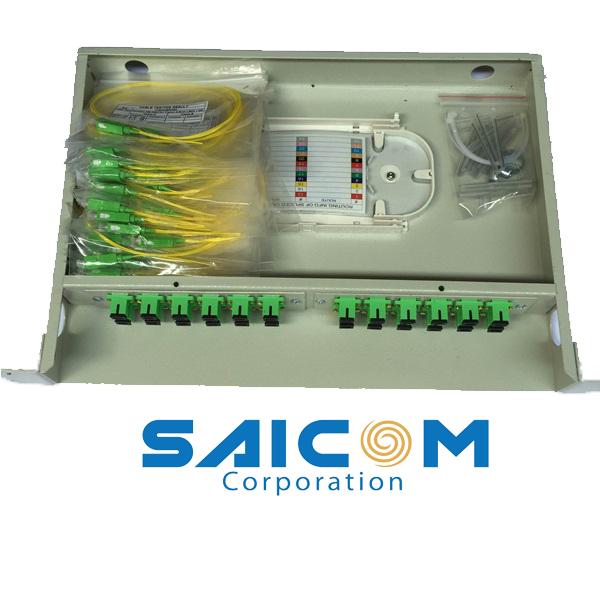 [HCM]ODF KHAY CỐ ĐỊNH GẮN RACK 19  24FO SAICOM (đầy đủ phụ kiện dây nối quang SC/ UPC chuẩn SM)