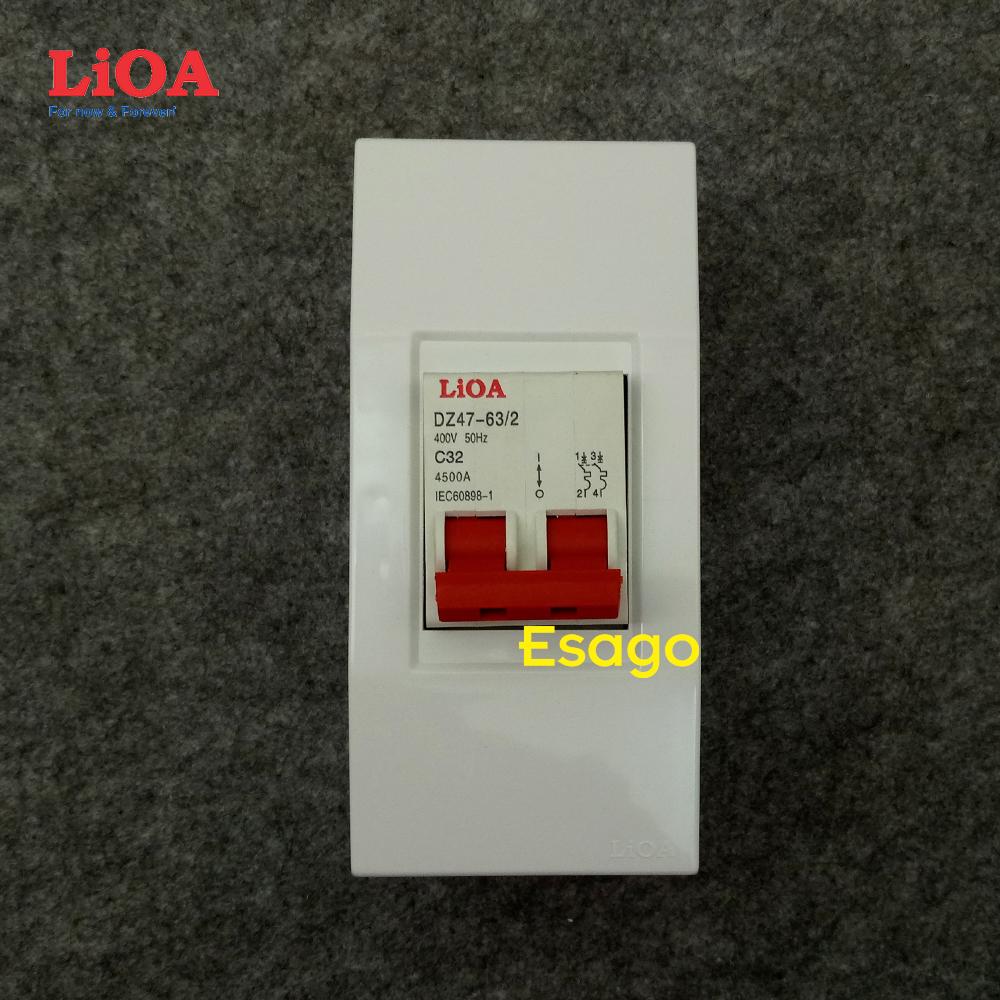 Combo cầu dao tự động lioa 32a loại 2 cực - lắp nổi