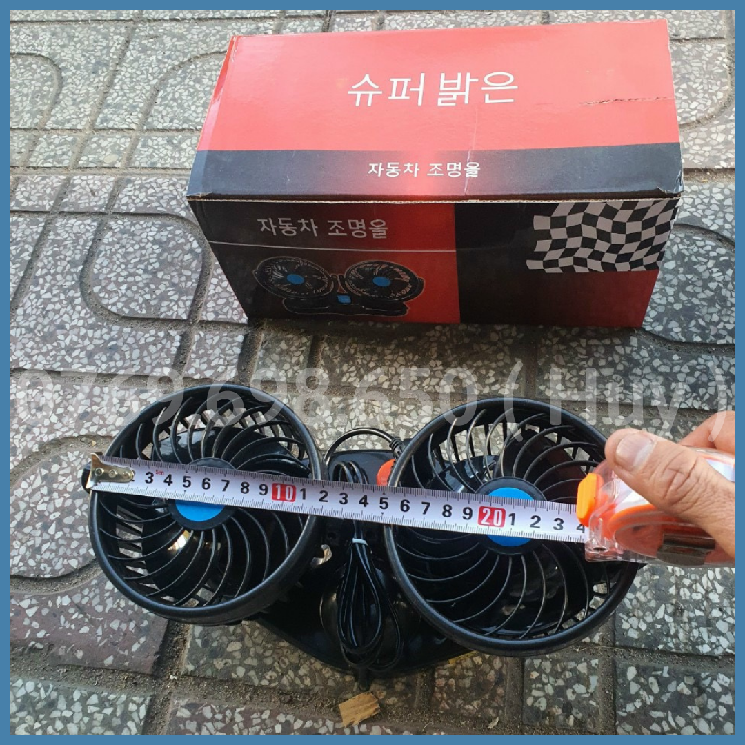 Quạt đôi ô tô, xe tải loại to có chân cắm sẵn 12v 24v đường kính 12 cm.