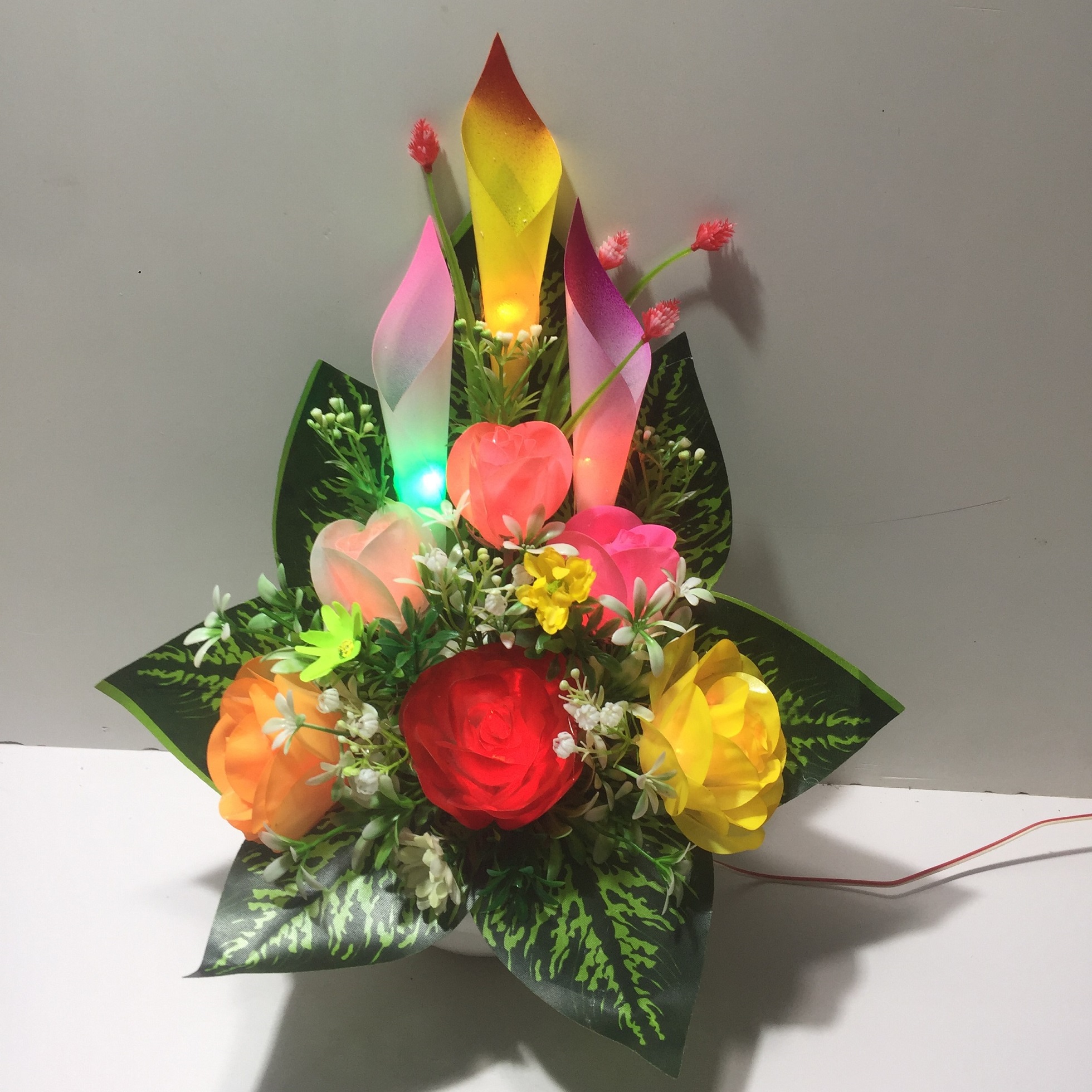 Hoa trang trí - bát hoa điện 9 bông