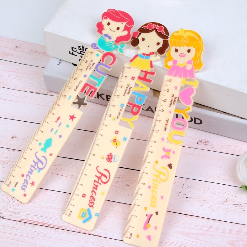 Combo 2 Cây Thước Kẻ Kiểu Nhựa Hình Dáng Đáng Yêu Hình Công Chúa