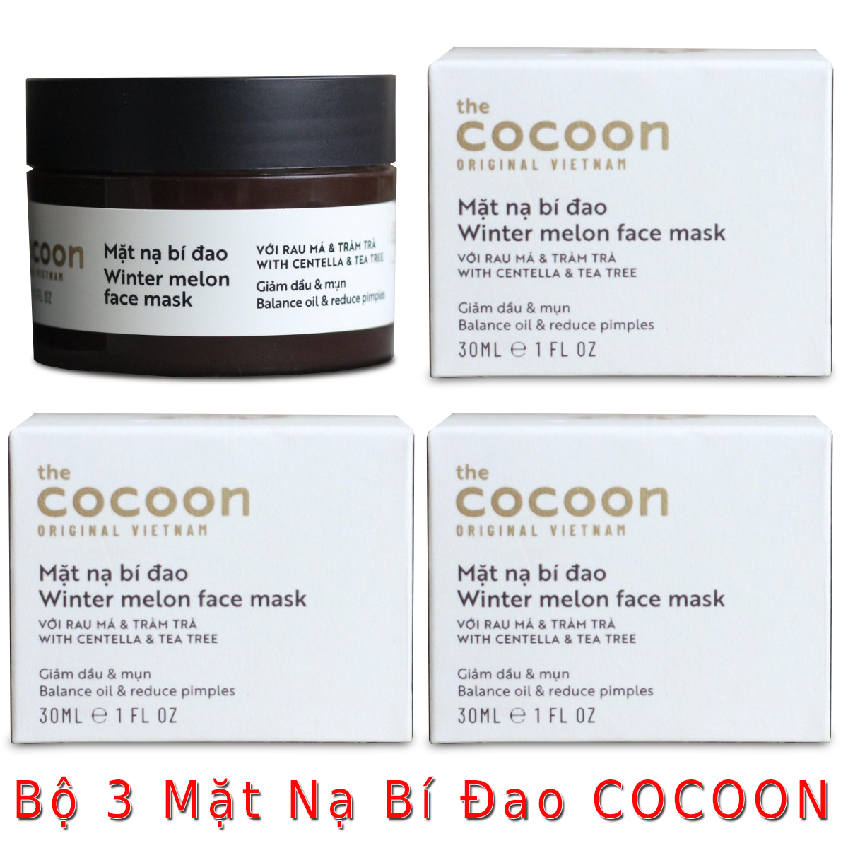 Bộ 3 Mặt Nạ Bí Đao Làm hết Mụn Cocoon