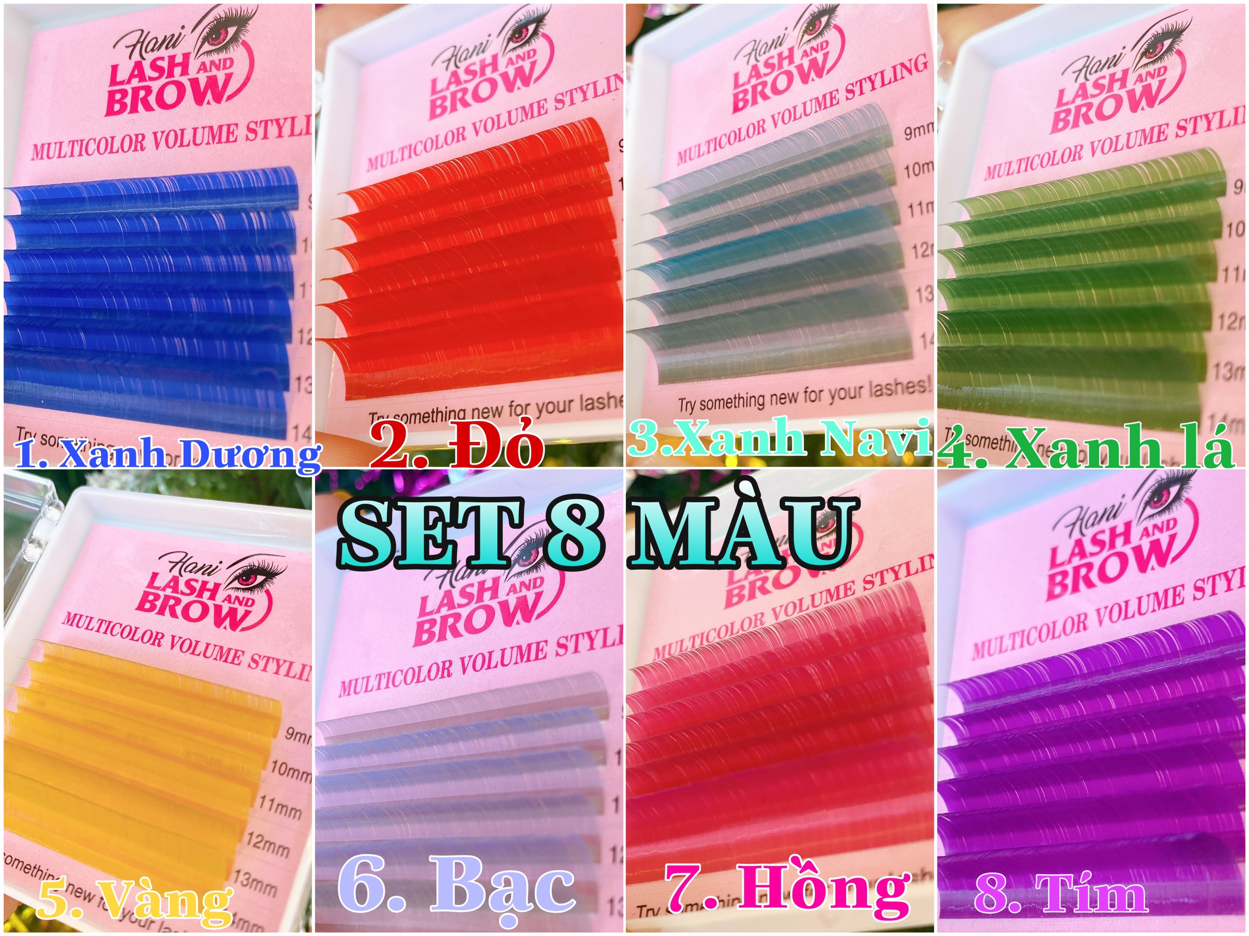Mi màu 9-14mm 39k - khay siêu xinh - lông mi khay mi màu - hani beauty