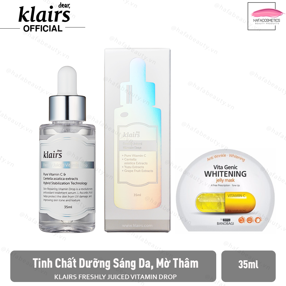 Tinh Chất Dưỡng Sáng Da, Mờ Thâm Klairs Freshly Juiced Vitamin Drop 35ml + Tặng Kèm Mặt Nạ BNBG Loại Ngẫu Nhiên