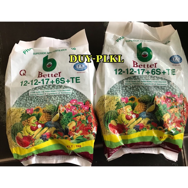 [HCM]Phân Bón Npk Cao Cấp Better Xanh 12-12-17+6S+Te - Túi 1Kg.