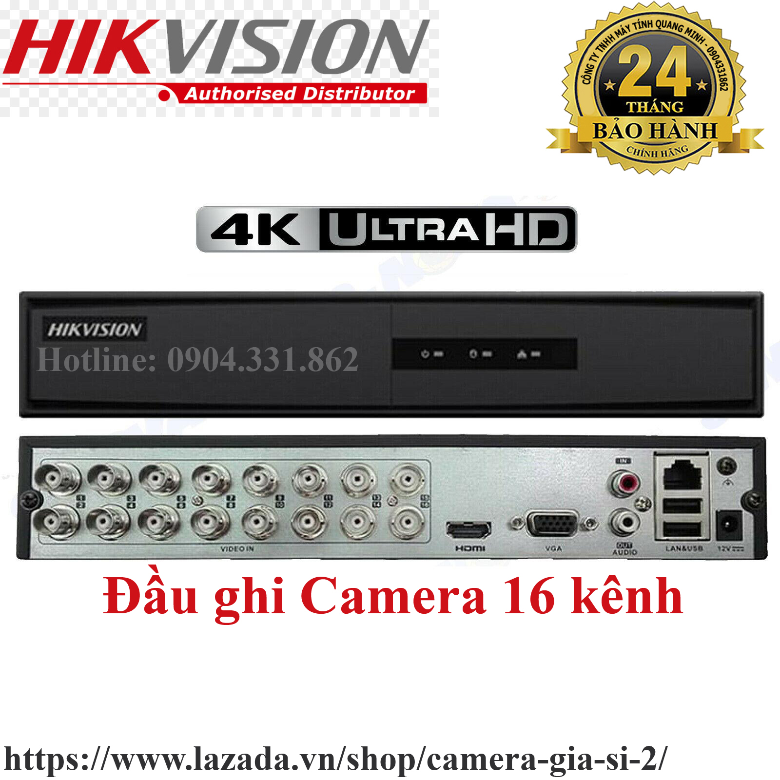 Đầu ghi hình camera 16 kênh 2.0mp HIKVISION chính hãng Bảo hành 2 năm  7216 HGHI ( DS-7216HGHI-K1 )