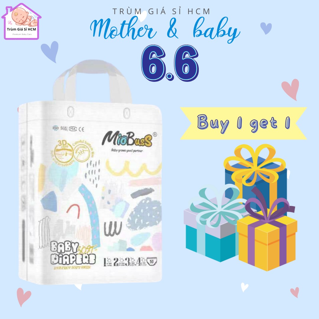 [HCM] Bỉm tã quần MIOBUSS 50 miếng, bo mông, siêu mềm mỏng, thấm hút tốt, đủ size M -L - XL - 2XL -3XL