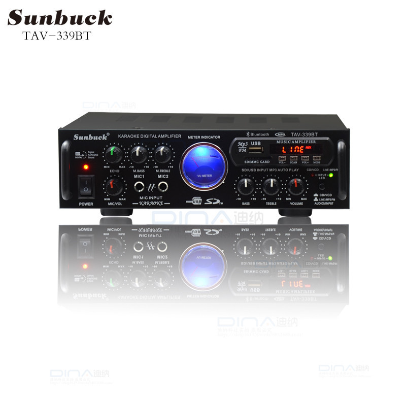  Amply Sunbuck 339BT Amply karaoke mini gia đình 220V  12V amply bluetooth 5.1 thiết kế sang trọng nhỏ gọn 