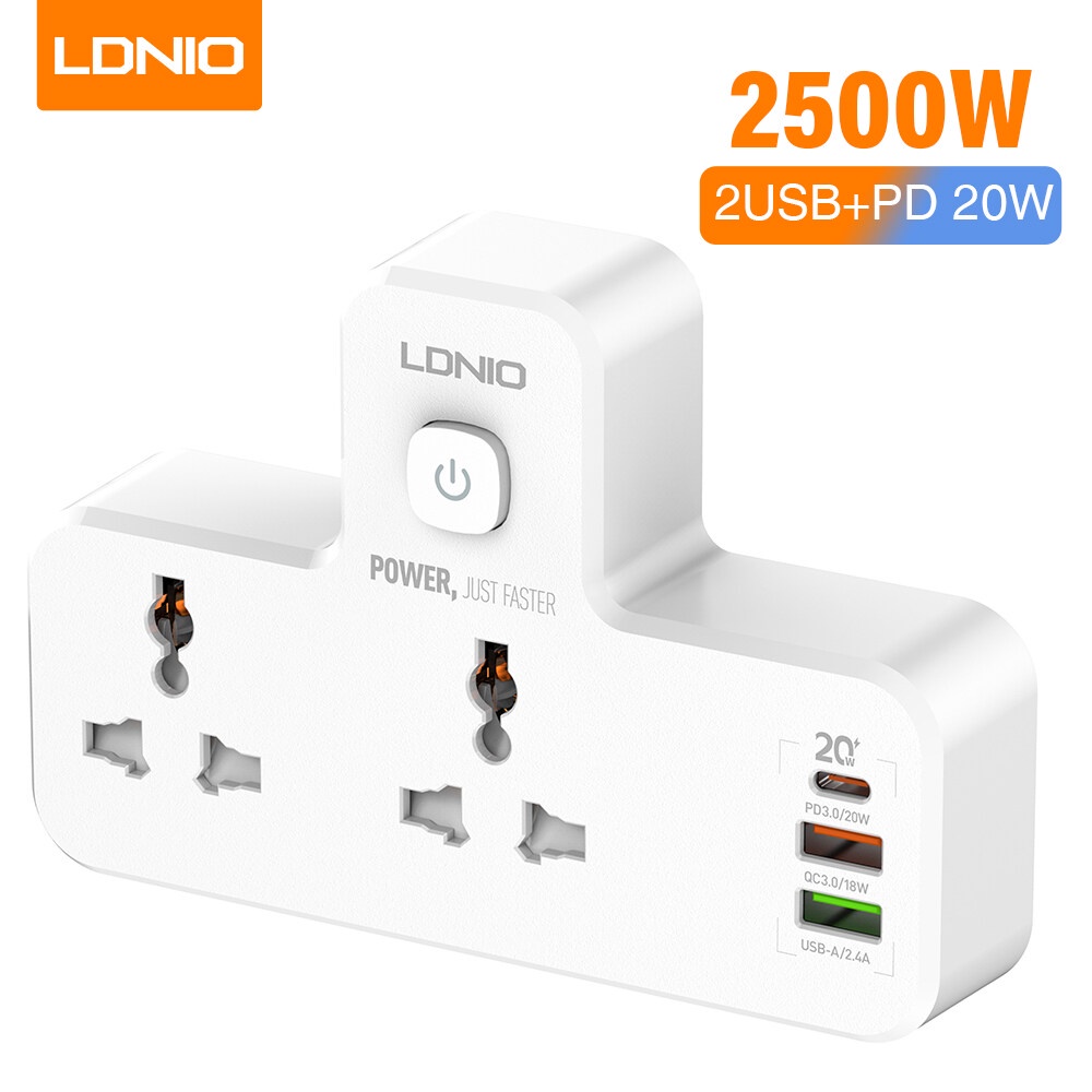 Ổ cắm đa năng 4in1 2500w hỗ trợ sạc nhanh qc18w pd20w ldnio sc2311-maxpro