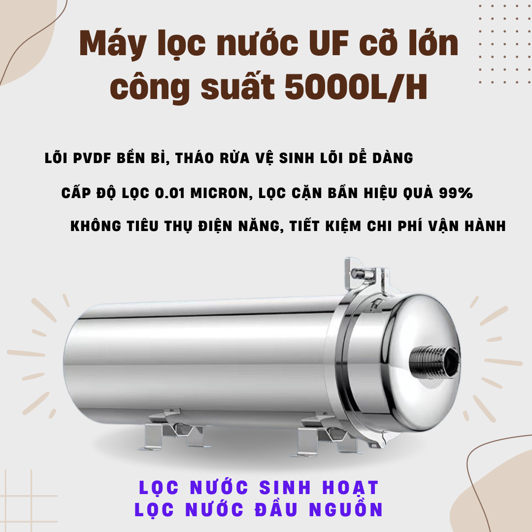 Máy lọc nước UF Đài Loan công suất 5000L/H, lọc nước sinh hoạt, lọc nước đầu nguồn, lọc nước tổng đầ