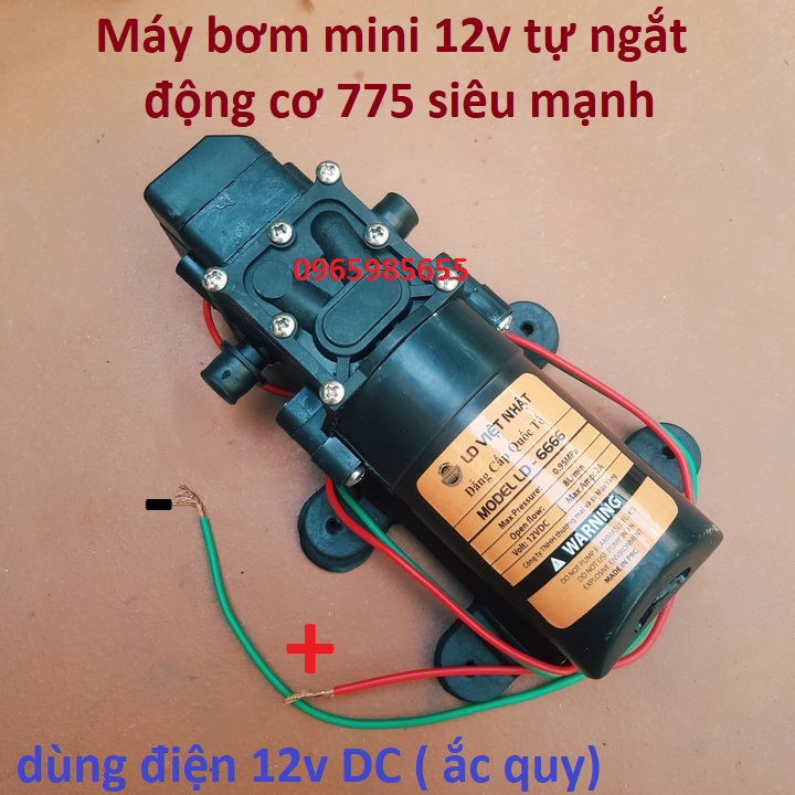 Bơm phun sương 12v tự động ngắt khi khóa đầu ra rửa xe, máy lạnh, tưới cây, phun sương, máy bơm phun sương 12v bơm tăng áp mini 12v