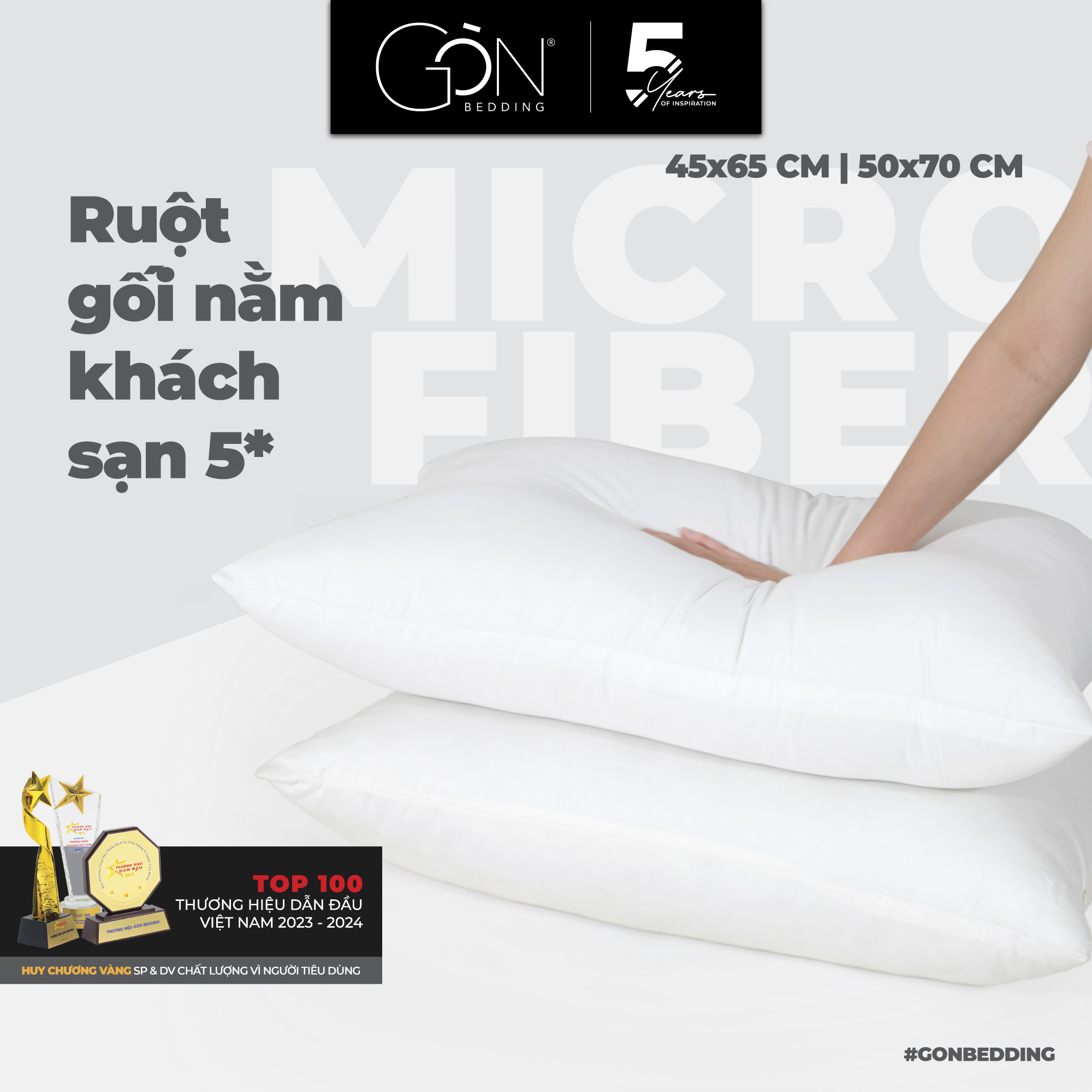 Ruột Gối Nằm Lông Vũ | Gòn Bi Gòn Bedding Kích Thước 50x70 cm (01 cái)
