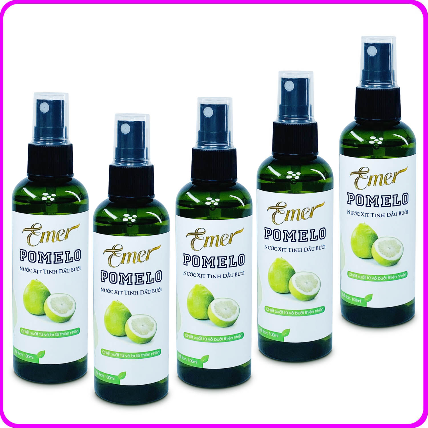 Bộ 5 chai Tinh dầu bưởi xịt mọc tóc Pomelo Emer (100ml x 5) giảm rụng tóc kích mọc tóc nhanh cho tóc dày và dài hơn bảo vệ tóc khỏi các tác nhân gây hại