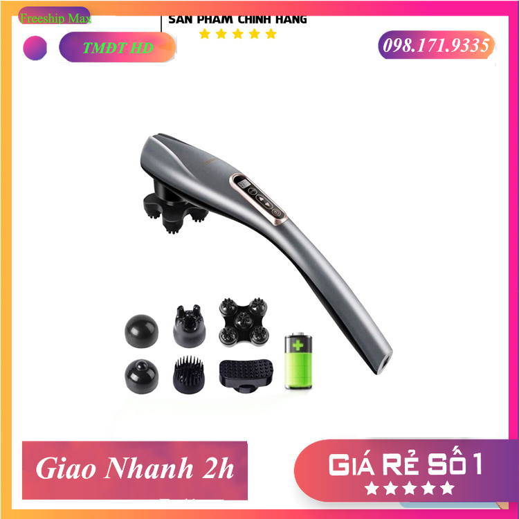 Máy đấm lưng cá heo 6 đầu, máy massage đấm lưng cầm tay, Máy mát xa Sạc Pin Không Dây thiết kế vô cùng độc và lạ