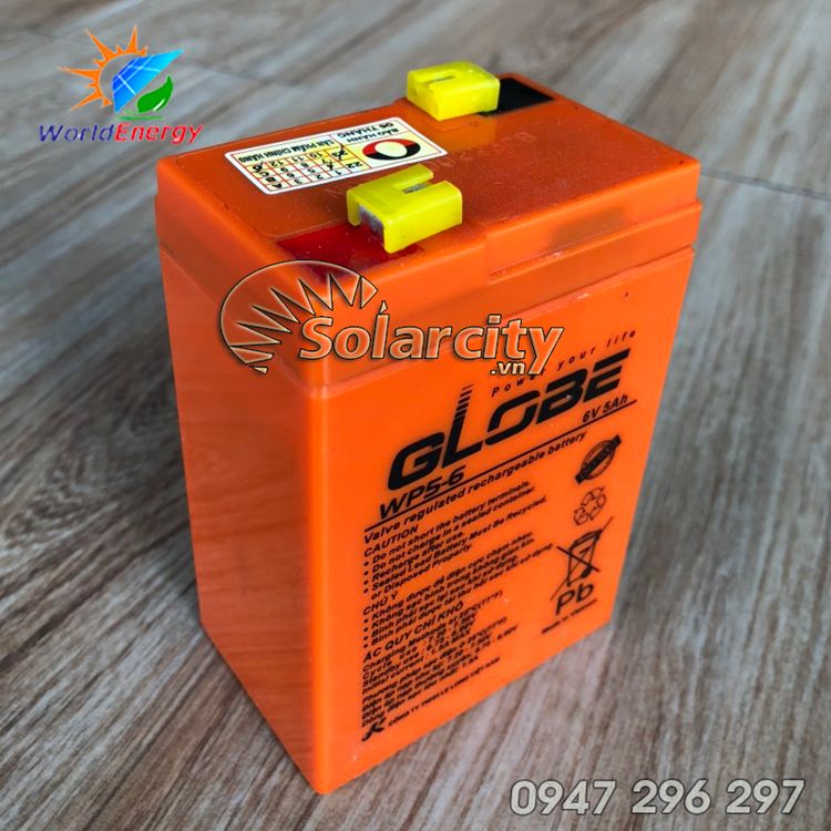 Ắc quy Globe 6V- 5Ah dùng cho xe điện trẻ em, quạt tích điện...