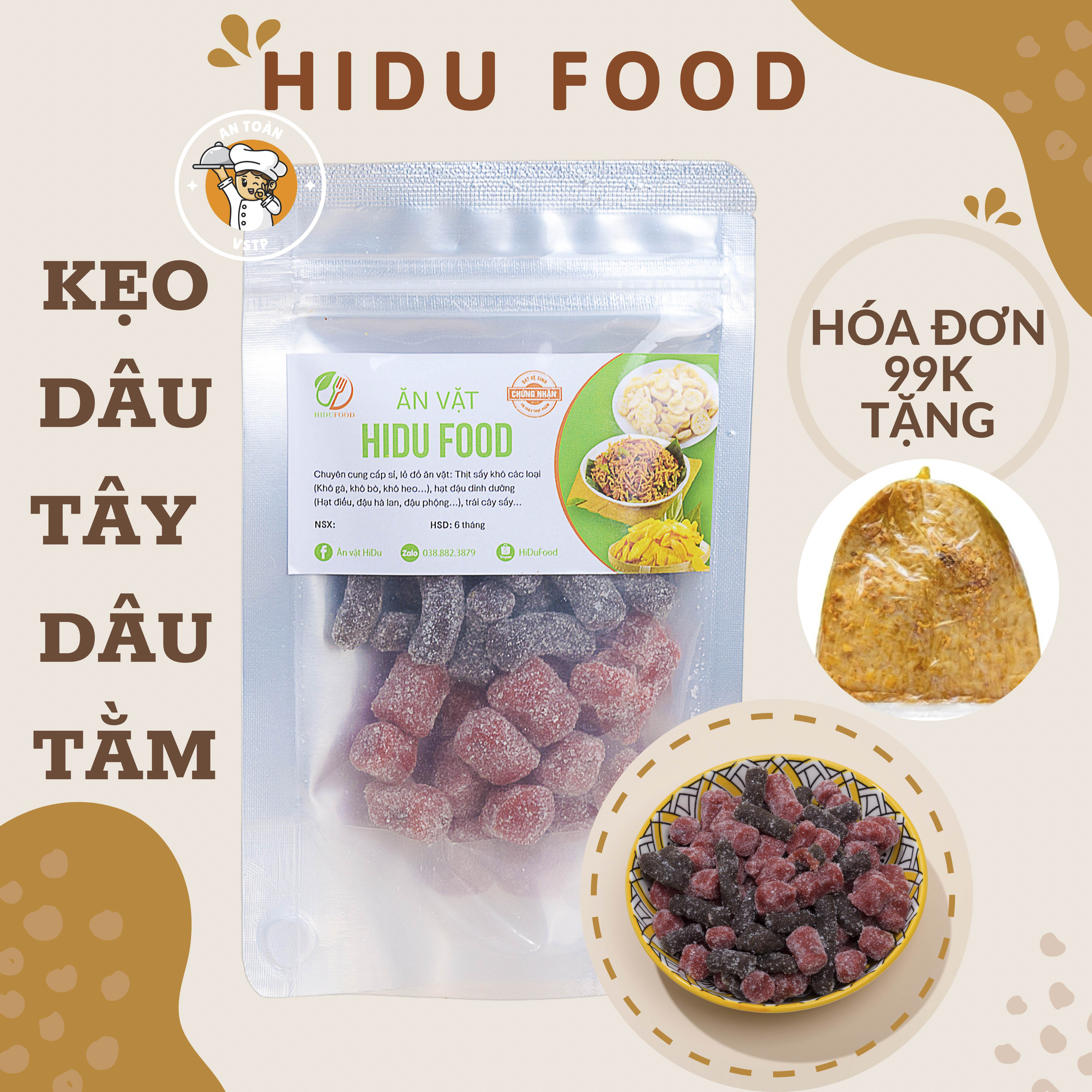 Kẹo dâu tằm dâu tây đà lạt 100gr loại ngon HiDuFood