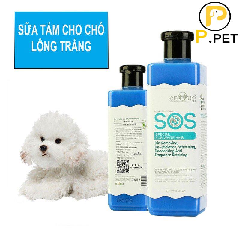 Sữa tắm dành cho chó lông trắng sos - sữa tắm cho chó mèo - màu xanh dương - chai 530ml