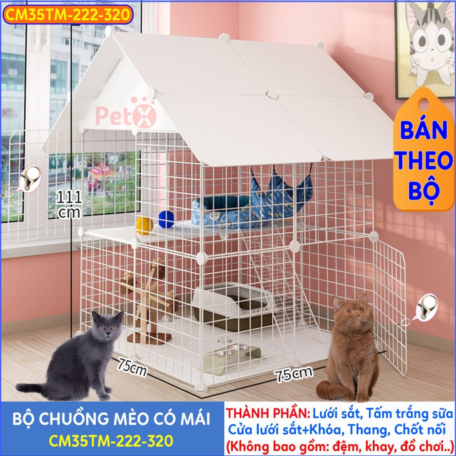 Chuồng mèo 2 tầng, 3, 4 tầng giá rẻ đẹp lắp ɡhép đa năng đơn giản với lưới sắt sơn tĩnh điện nuôi thú cưng, thỏ, bọ