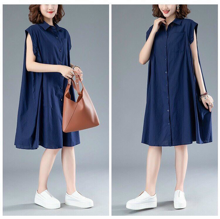 ĐẦM SUÔNG FORM RỘNG CỔ SƠ MI SÁT NÁCH CÁCH ĐIỆU