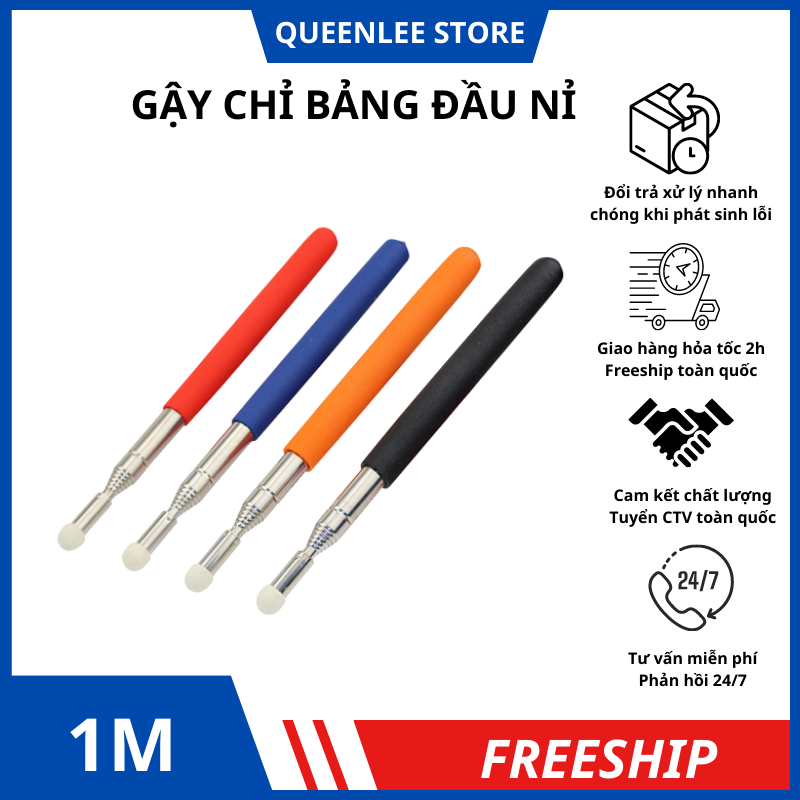 Que rút chỉ bảng inox dạy học dài 1m