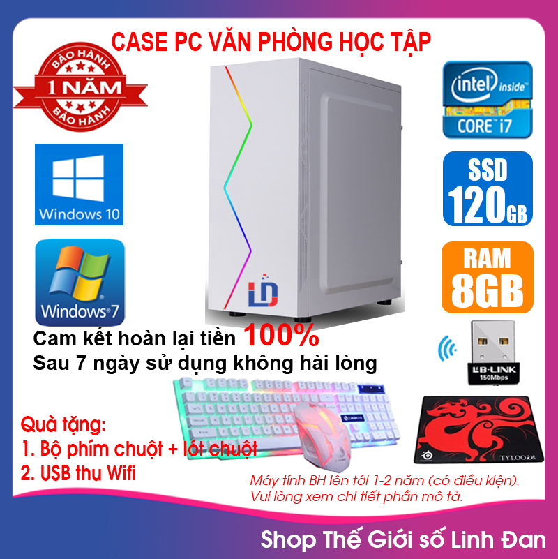 Case máy tính VP LED Trắng Pentium G2010 / i3-2100 / i5-2330 / i5-3330 / i7-2600 Ram 4GB-8GB/ SSD 120-240GB  ... [Tặng Phím chuột, thu wifi, bàn di] VPG2 VPi32 VPi52 VPi53 VPi72 LLD
