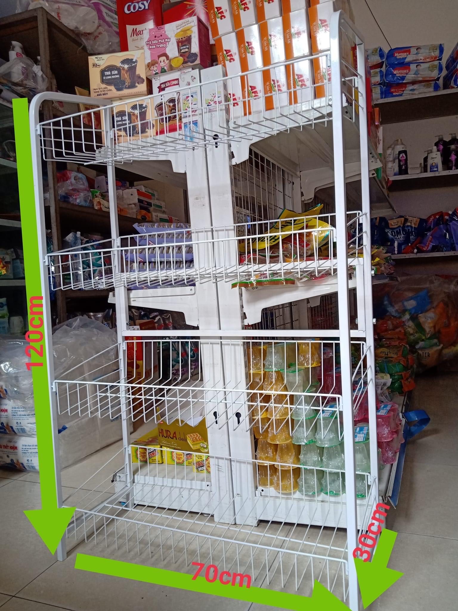 Kệ sắt để đồ 4 tầng, kệ tạp hoá, siêu thị kt120x70x30cm