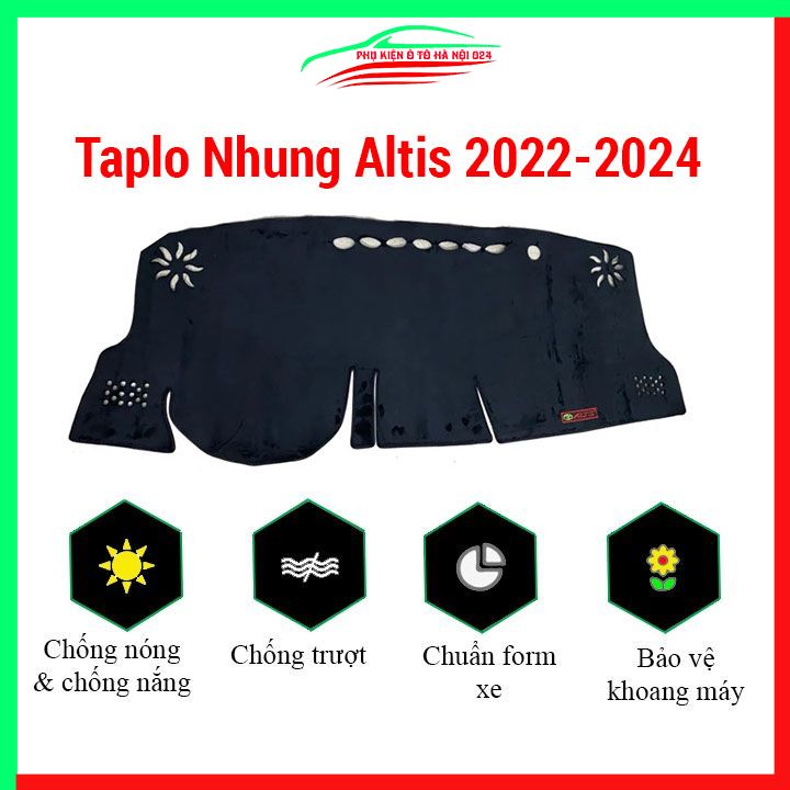 Thảm taplo ô tô Altis 2022 2023 2024, thảm nhung lót taplo xe hơi chống nắng, cách nhiệt tốt