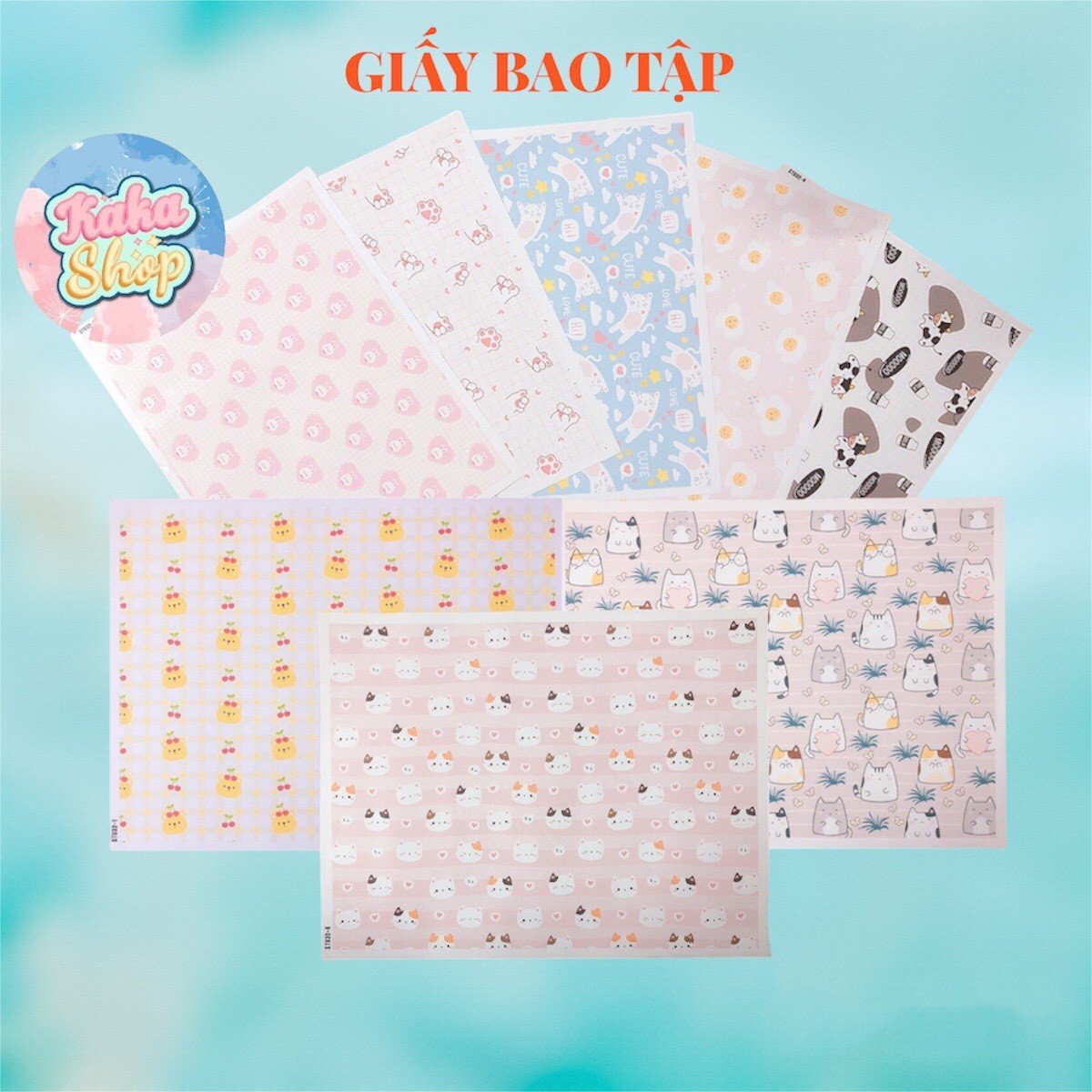 📚 set 6 tờ giấy bao tập họa tiết hình thú xinh xắn, dễ thương ✨ giấy bọc vở, bìa bao tập, sgk học sinh, sinh viên.
