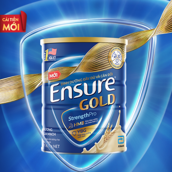 Sữa Bột Ensure Gold Abbott Hương Lúa Mạch HMB YBG 850g