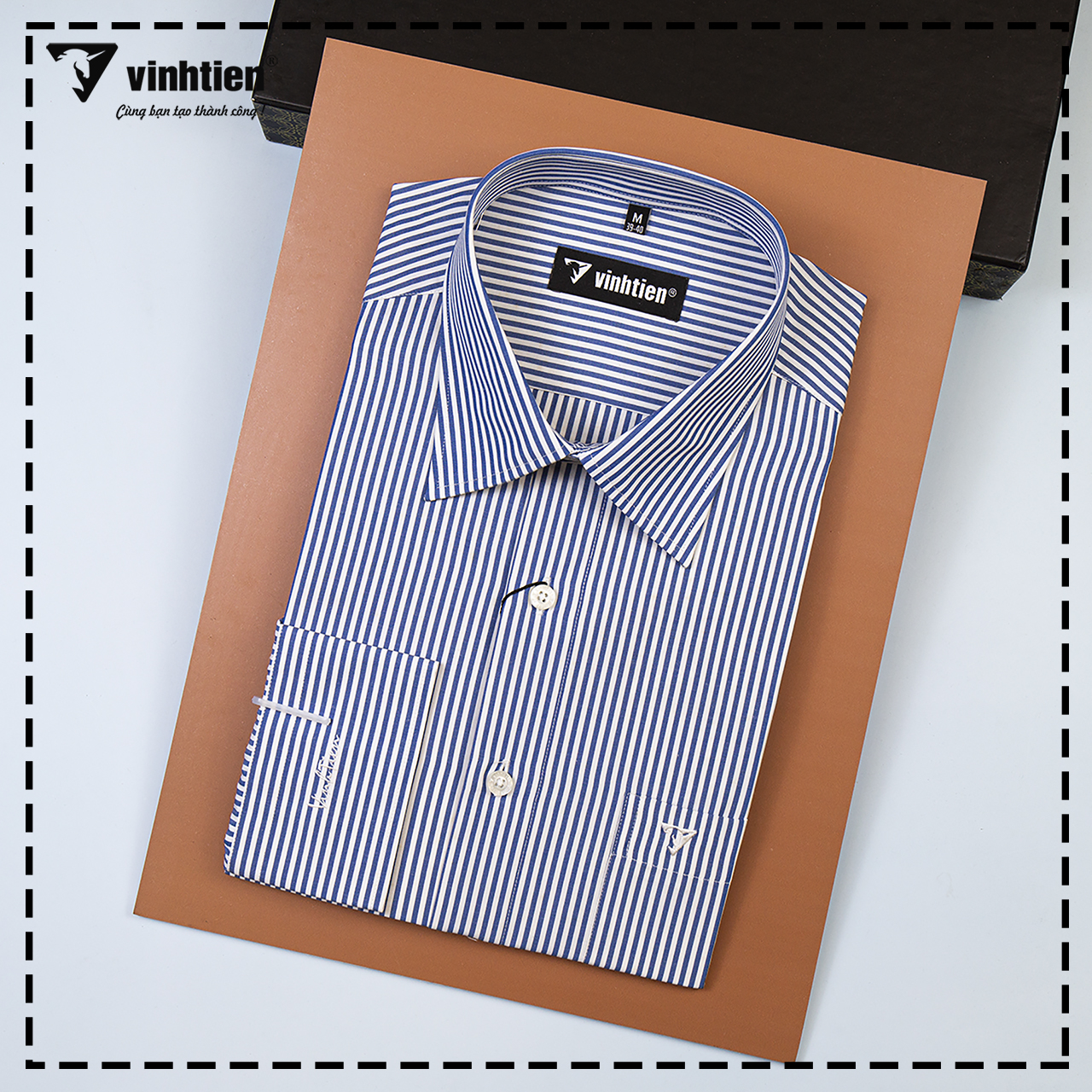 (Freeship) Áo sơ mi nam sọc caro dài tay vạt ngang Vĩnh Tiến 265