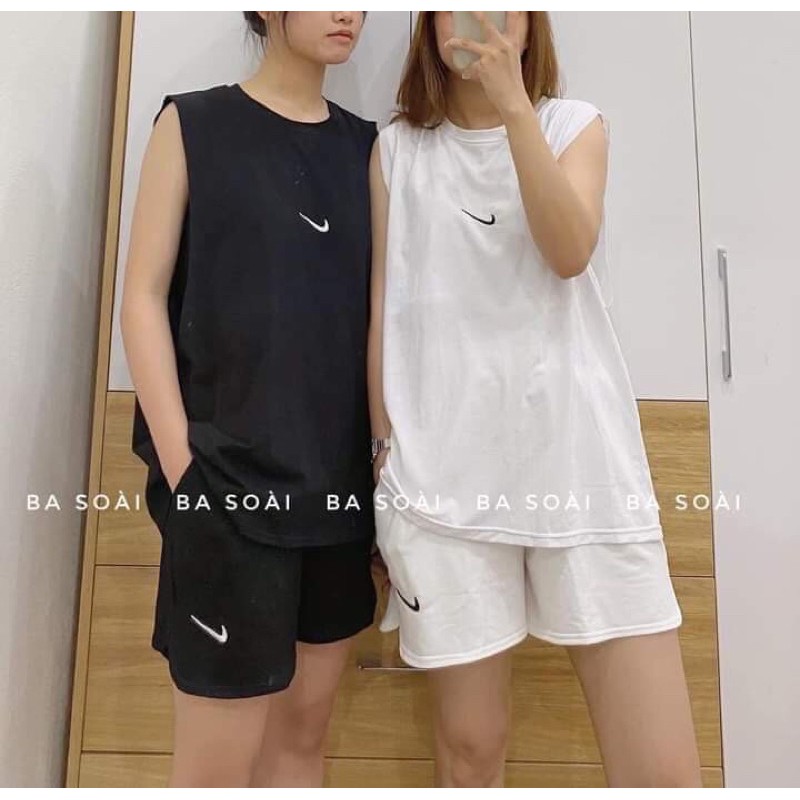 Set bộ thể thao nữ 3 lỗ logo phẩy