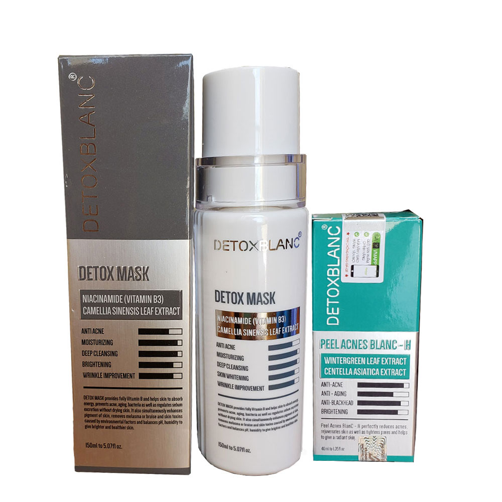 [HCM]Combo Serum mụn Và Mặt nạ sủi bọt thải độc trắng da mặt Detox BlanC