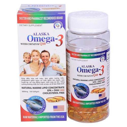 Viên dầu cá alaska omega 3 with coenzym q10 lọ 100viên