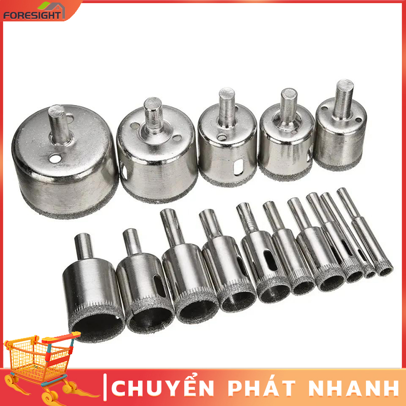 Bộ 10 Mũi Khoan Khoét Lỗ Tròn Dùng Cho Tường Kính/Gạch/Bê Tông/Sứ phi 6 đến 30mm