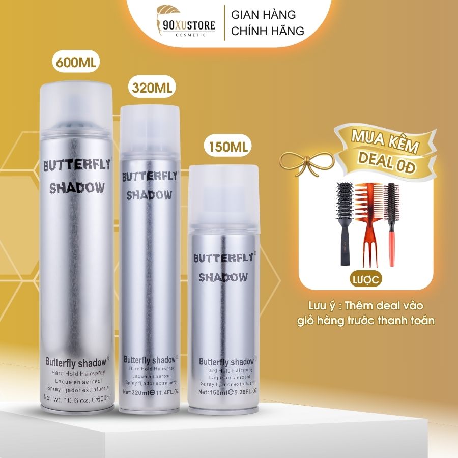 Gôm xịt giữ nếp tóc nam nữ Butterfly Shadow 150ml 320ml 600ml chính hãng , keo xịt tóc , xịt phồng tóc