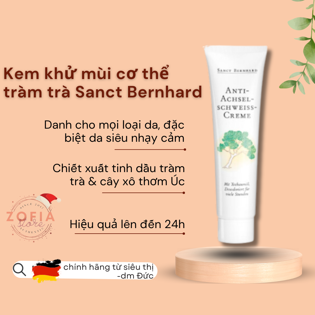 [Che tên] Kem khử mùi hôi nách tràm trà Sanct Bernhard nội địa Đức