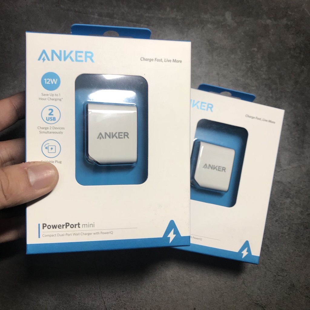 Sạc anker powerport mini 2 cổng usb 12w - a2620